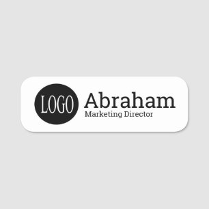 Porte-nom Professionnel Clean Modern Business Logo Blanc