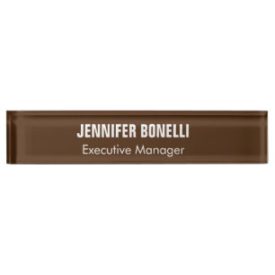 Porte-nom Professionnel minimaliste couleur marron moderne