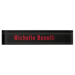 Porte-nom Professionnel minimaliste Noir Rouge moderne Plain