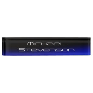 Porte-nom Professionnel moderne Noir Bleu Business Nameplate