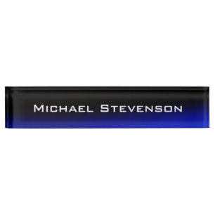 Porte-nom Professionnel moderne Noir Bleu Business Nameplate