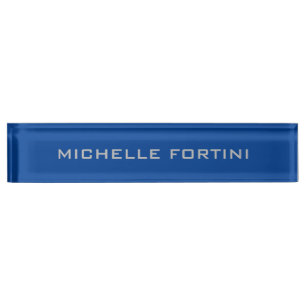 Porte-nom Professionnel Plat Moderne Bleu Profond