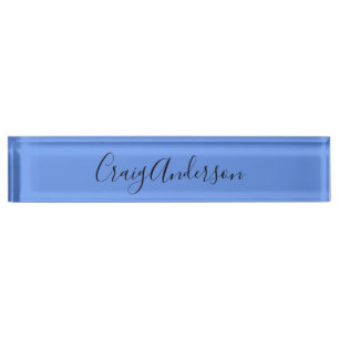 Porte-nom Professionnel Plat Moderne Élégant Bleu de Cornoua