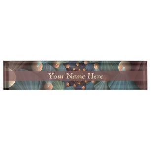 Porte-nom Profondeur d'art fractale Abstraite Brown Ardoise 