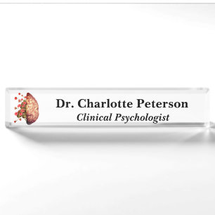Porte-nom Psychologue du cerveau floral ou neurologue