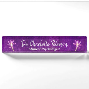 Porte-nom Psychologue Fleur de Daisy Néon Violet