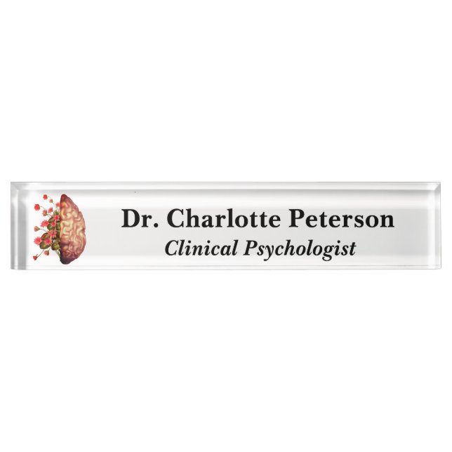 Porte-nom Psychologue ou neurologue du cerveau floral (Devant)