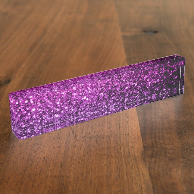 Porte-nom Purple Pink Ombre faux parties scintillant scintil (Taille)