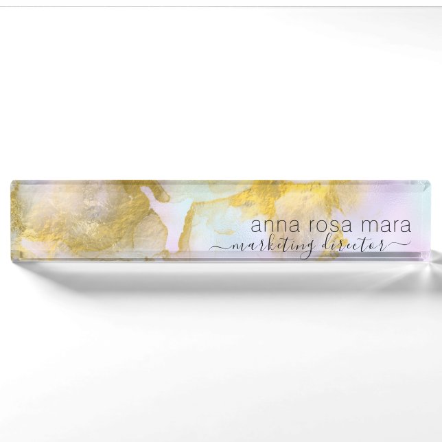 Porte-nom *~* Rainbow Holograghic Pastel Gold Foil (Devant)