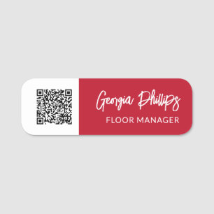 Porte-nom Raspberry Rouge & Blanc Code QR Code Brassage Scri