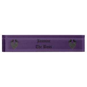 Porte-nom Ravens gothiques et Black Heart Custom