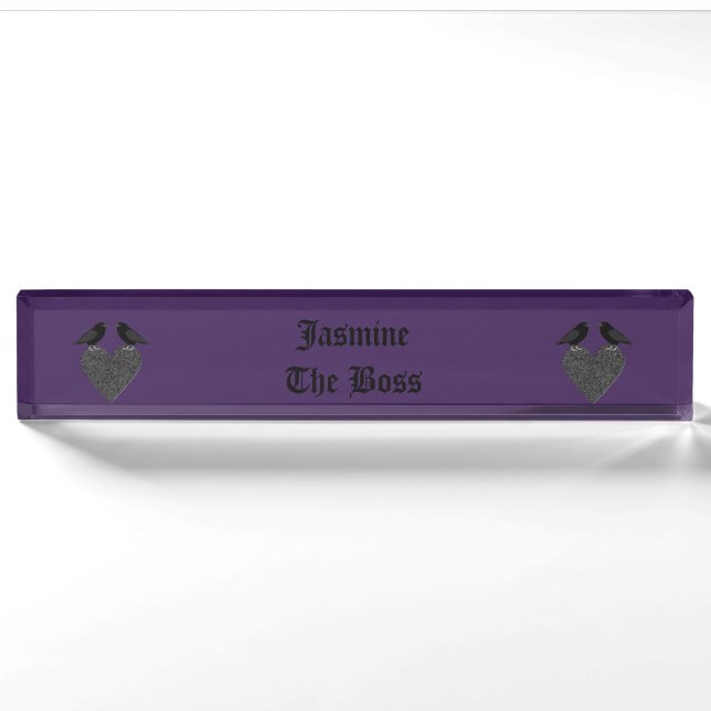 Porte-nom Ravens gothiques et Black Heart Custom (Devant)