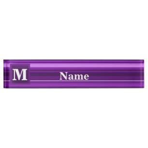 Porte-nom Rayures de pourpre de monogramme