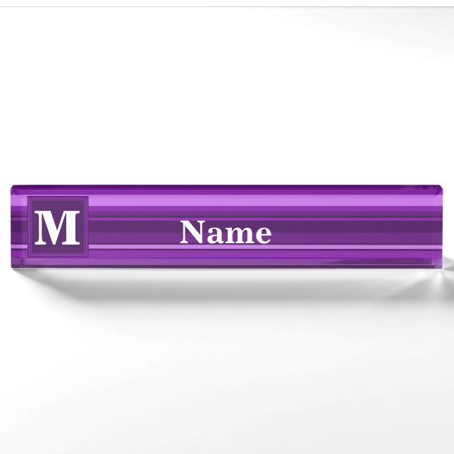 Porte-nom Rayures de pourpre de monogramme (Devant)