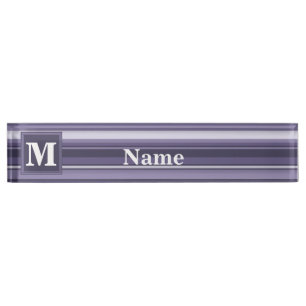 Porte-nom Rayures violettes de cuir monogramme