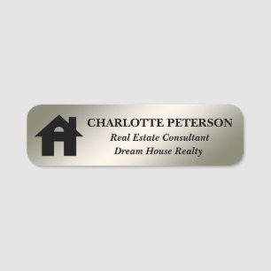 Porte-nom Realtor ou immobilier en argent métallique