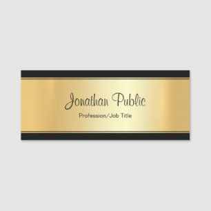 Porte-nom Rectangle moderne manuscrit d'or fait sur commande