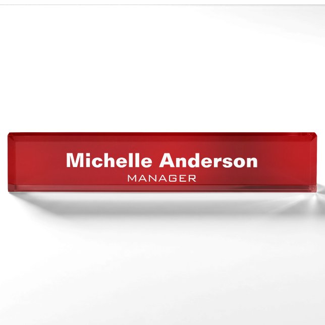 Porte-nom Red Professional Manager Modern Plain (Devant)