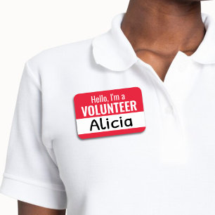 Porte-nom Red Reusable Volunteer Team Member Dry Erase