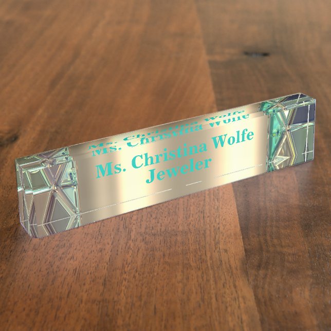 Porte-nom Regard métallique en verre souillé (Taille)