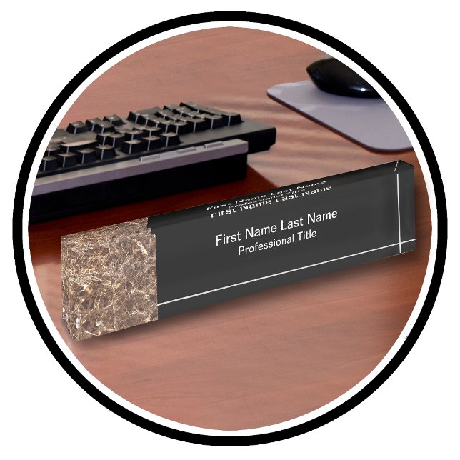 Porte-nom Regarder en marbre de pierre Monogramme profession (Classy Professional Desk Name Plate)