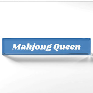 Porte-nom Reine de Mahjong en Bleu Clair