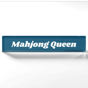 Porte-nom Reine de Mahjong en bleu sarcelle