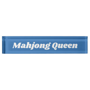 Porte-nom Reine du Mahjong en bleu clair
