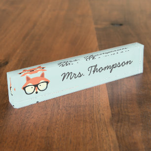 Porte-nom Renard rouge Hipster