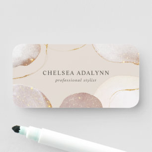 Porte-nom Résumé Aquarelle Pailleté Luxe Rose Or