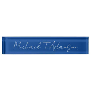 Porte-nom Retro Elegant Plaque Simple Deep Blue Calligraphie