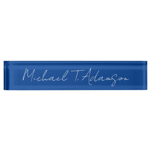Porte-nom Retro Elegant Plaque Simple Deep Blue Calligraphie (Devant)