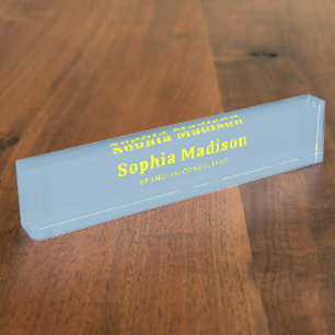 Porte-nom Retro Gras Serif Bleu Jaune