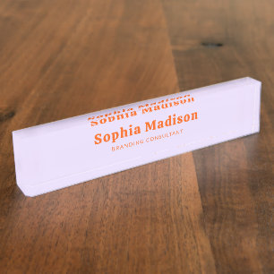 Porte-nom Retro Gras Serif Lavande Orange