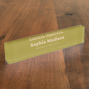 Porte-nom Retro Gras Serif Vert Blush Rose