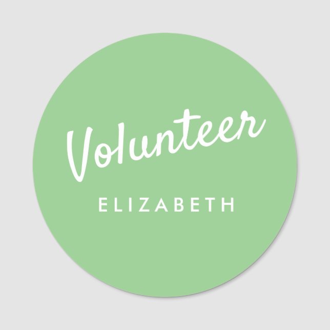 Porte-nom Retro Sage Green Volontaire magnétique (Devant)