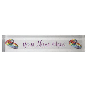 Porte-nom Rings de Rainbow Wedding pour l'Equality