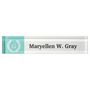 Porte-nom Robin Oeuf What Blé Laurel Wreath Initial Monogram