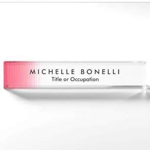 Porte-nom Rose Blanc Minimaliste Feminine Plaine Moderne