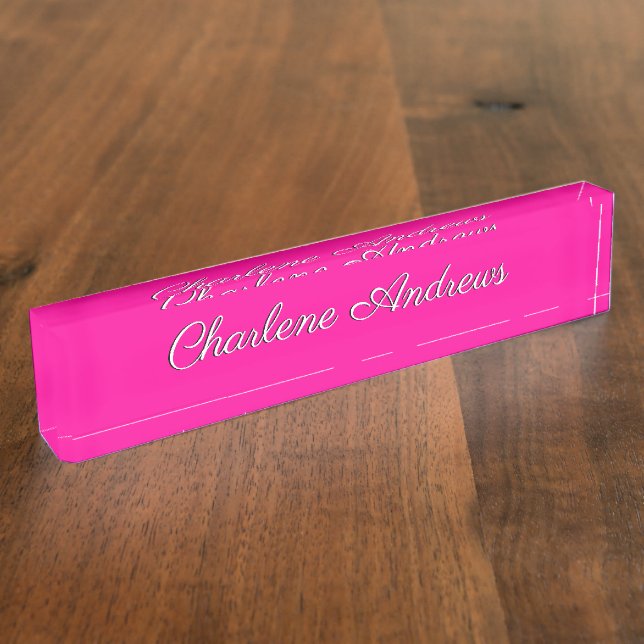 Porte-nom Rose chaud solide (Taille)