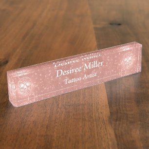 Porte-nom Rose de tête de crâne gothique or Elegant Partie