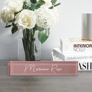 Porte-nom Rose Dusty Mauve Élégant script manuscrit