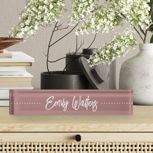 Porte-nom Rose Dusty Mauve Sketché Cursive Script