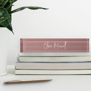 Porte-nom Rose Dusty Mauve Sketché Cursive Script