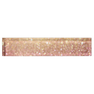 Porte-nom rose et regard de parties scintillantes d'or