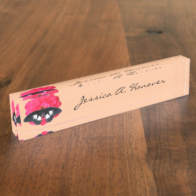 Porte-nom Rose et Swallowtail (Taille)