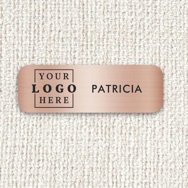 Porte-nom Rose Gold Business Logo Entreprise Employé (Rose Gold Business Logo Company Employee Name Tag
)