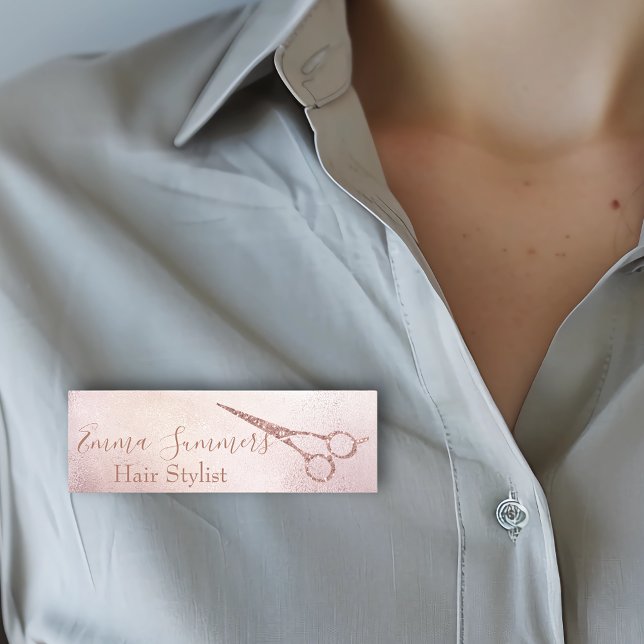 Porte-nom Rose Gold Drives Parties scintillant Ciseaux Hair  (Créateur téléchargé)
