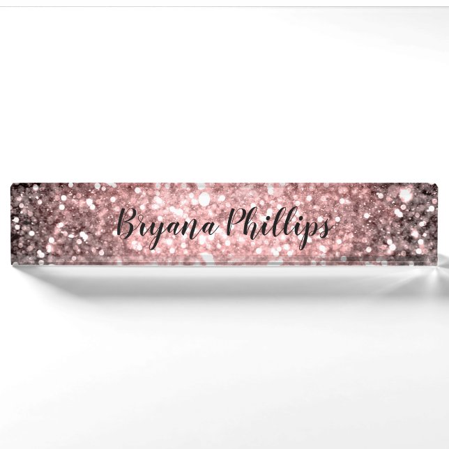 Porte-nom Rose Gold Éclairage Parties scintillant Beauté éti (Devant)