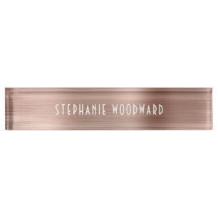 Porte-nom Rose Gold Élégant Faux Métal Brossé Art Déco